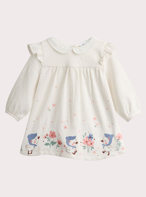 Newborn Lined Cotton Jacquard Dress