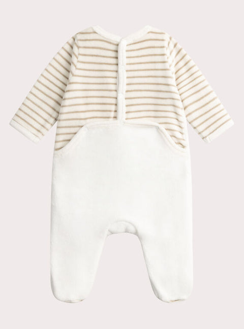 Newborn Cream Velour Sleepsuit