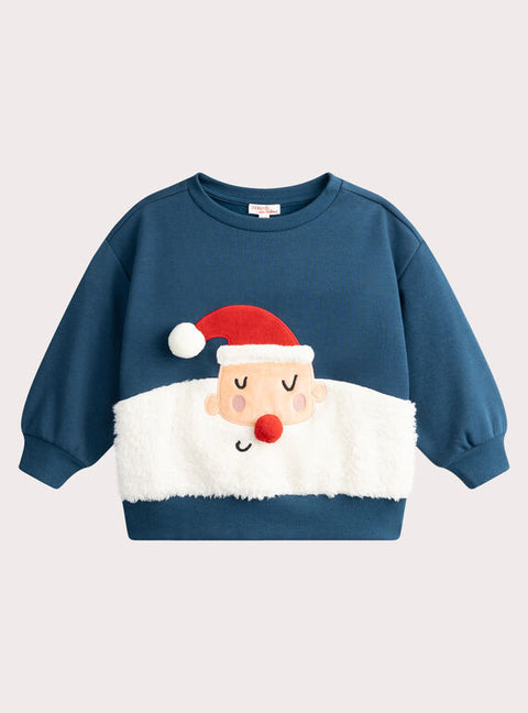 Blue Cotton Fleece Christmas Sweatshirt