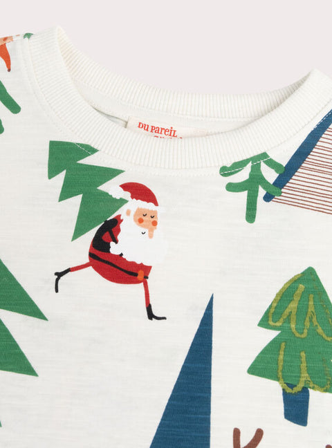 Cream Christmas Print T-shirt