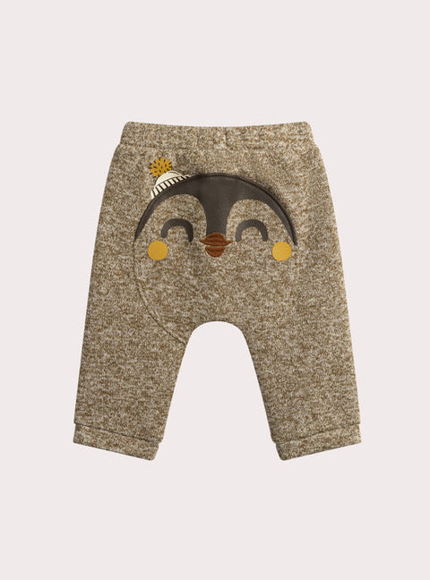 Beige Penguin Animation Fleece Joggers