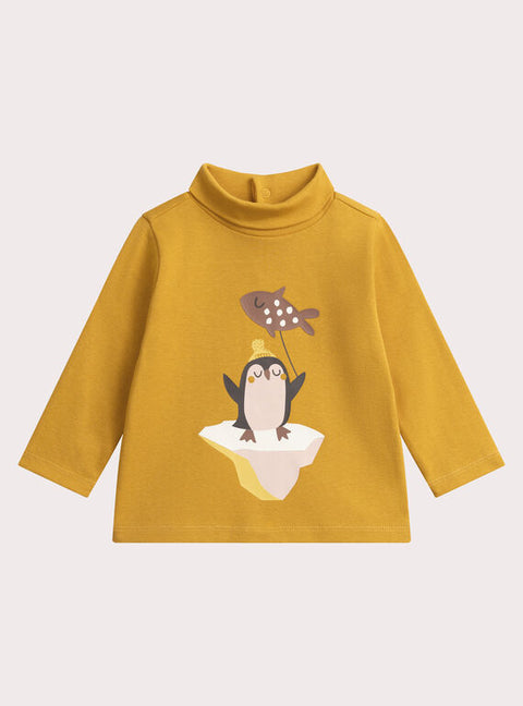 Yellow Penguin Animation Cotton Polo Neck