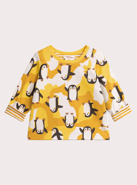 Reversible Yellow Penguin Animation Cotton T-shirt