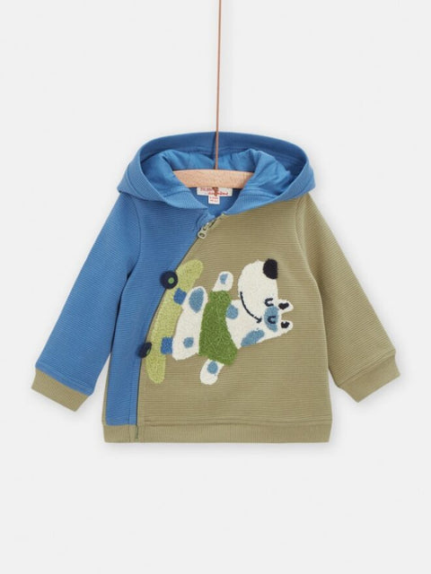 Lined Green & Blue Cotton Hoodie