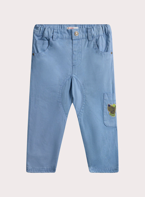 Lined Blue Cotton Twill Trousers