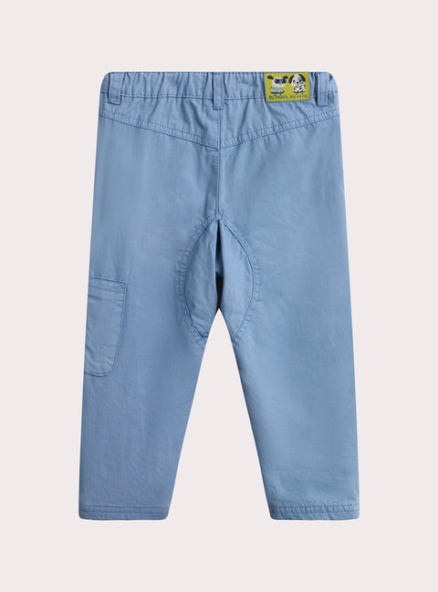 Lined Blue Cotton Twill Trousers