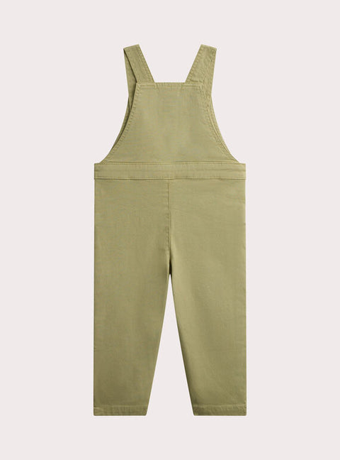 Lined Green Cotton Canvas Dungarees