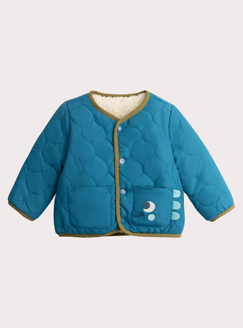 Reversible Cream & Turquoise Sherpa Jacket