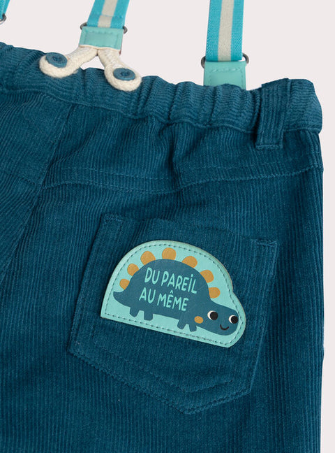 Lined Turquoise Corduroy Trousers With Braces