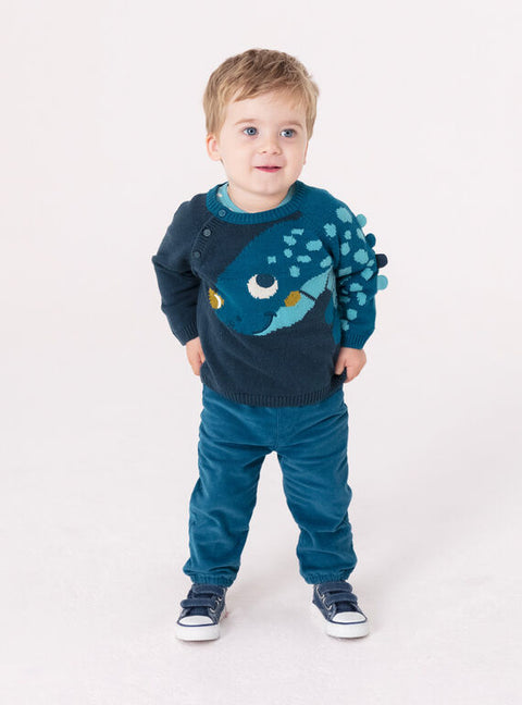 Navy Dinosaur Pattern Cotton Rich Jumper