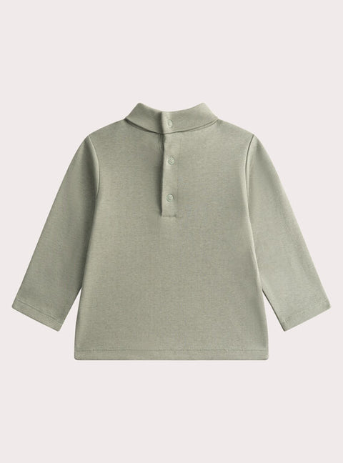 Green Cotton Polo Neck