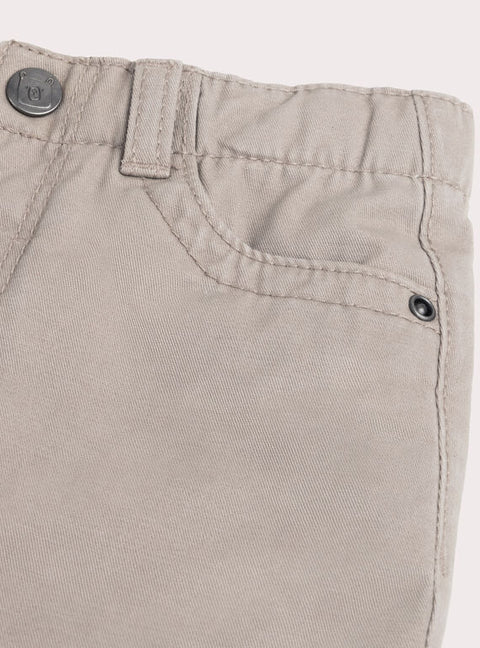 Beige Micropolar Lined Cotton Twill Trousers