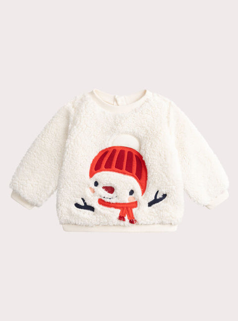 Cream Sherpa Snowman Animation Sweatshirt