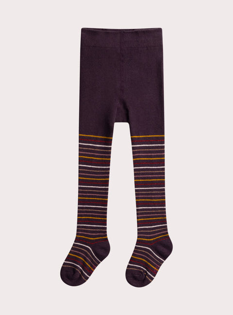 Purple Striped Cotton Rich Tights