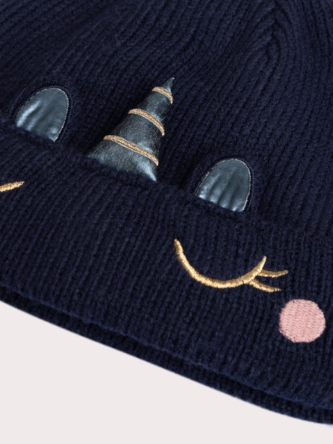 Navy Unicorn Beanie