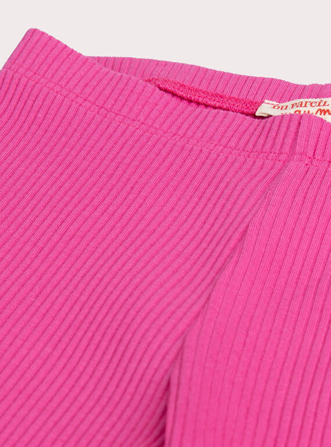 Pink Ribbed Cotton Leggings