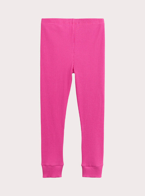 Pink Ribbed Cotton Leggings