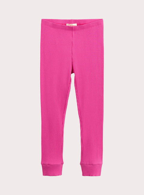 Pink Ribbed Cotton Leggings