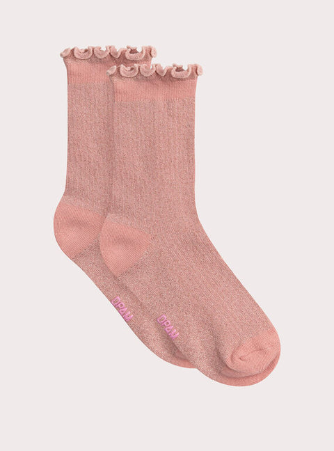 Pink Ribbed Cotton Rich Sparkle Socks