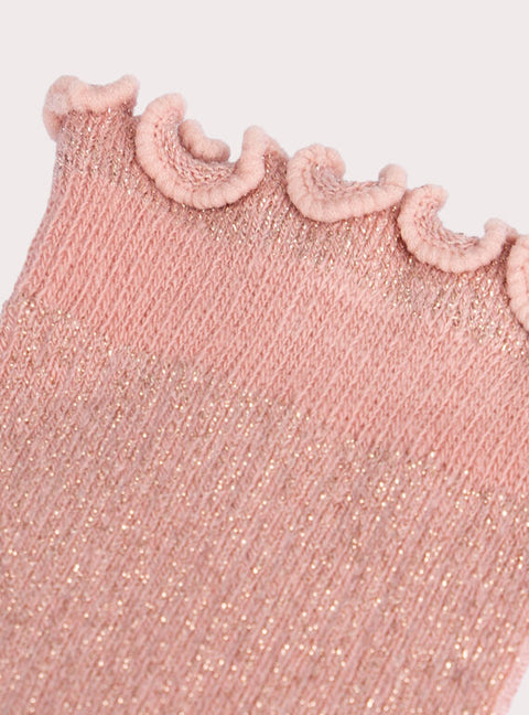 Pink Ribbed Cotton Rich Sparkle Socks