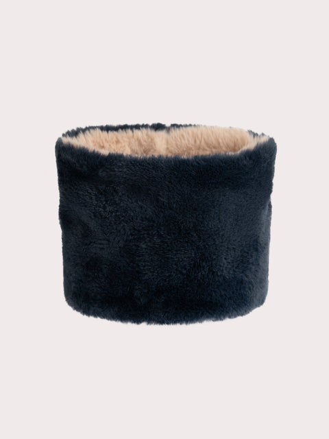 Reversible Navy Faux Fur Snood