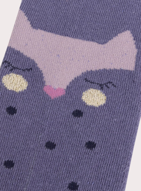 Purple Fox Animation Cotton Rich Tights