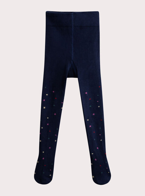 Navy Cotton Rich Christmas Tights