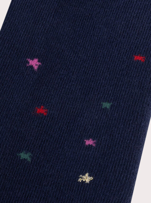 Navy Cotton Rich Christmas Tights