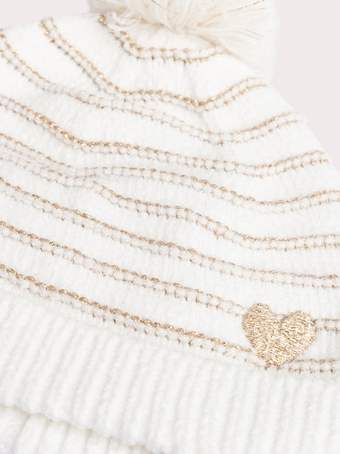 Cream Chenille Knit Hat