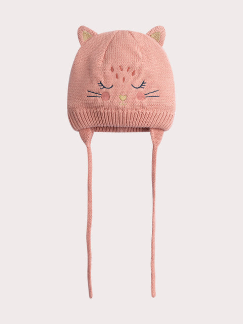 Lined Pink Cat Animation Cotton Rich Hat