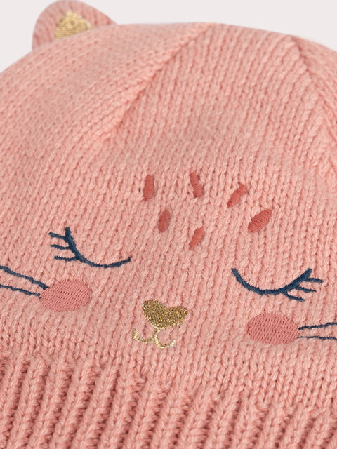 Lined Pink Cat Animation Cotton Rich Hat