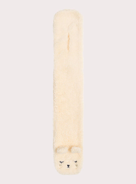 Cream Embroidered Sherpa Scarf