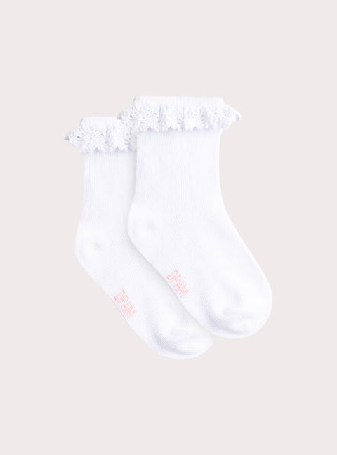 White Lace Cuff Cotton Rich Sock