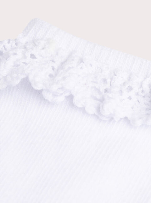 White Lace Cuff Cotton Rich Sock