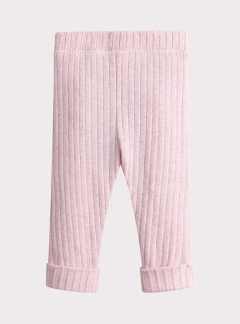 Pink Ribbed Cotton Leggings