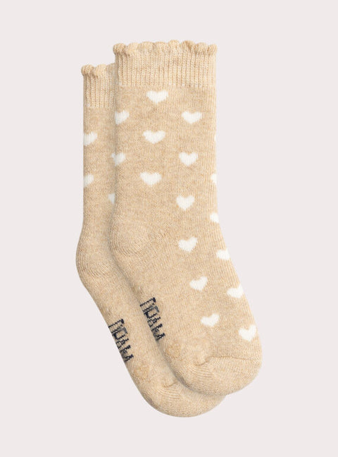 Beige Heart Pattern Cotton Rich Socks