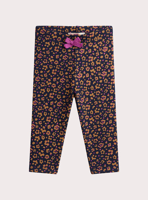 Navy Floral Print Cotton Leggings