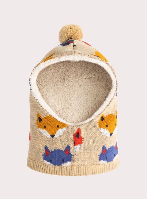 Cream Lined Fox Head Pattern Cagoule