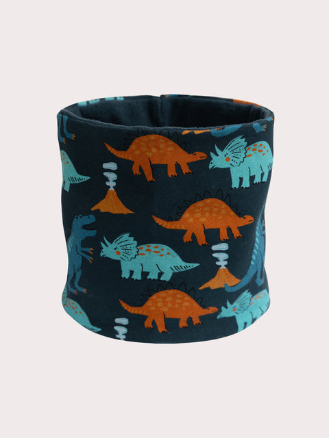 Blue Dinosaur Print Cotton Fleece Snood