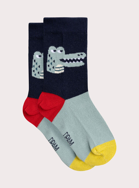 Blue Cotton Rich Crocodile socks