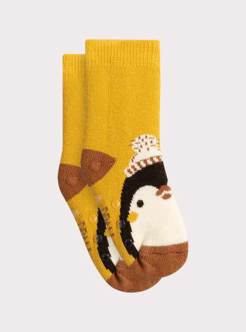 Yellow Penguin Pattern Cotton Rich Socks