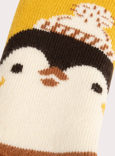 Yellow Penguin Pattern Cotton Rich Socks