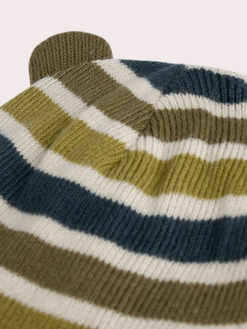 Micropolar Lined Green & Navy Stripe Hat