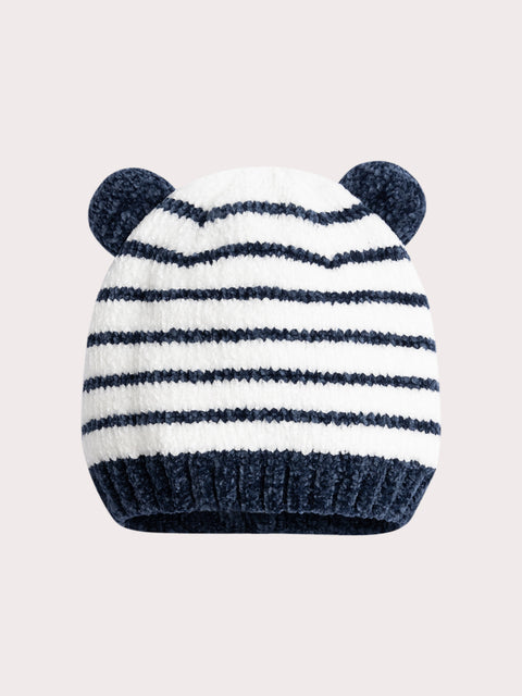 Soft Boa Lined Navy & White Stripe Hat