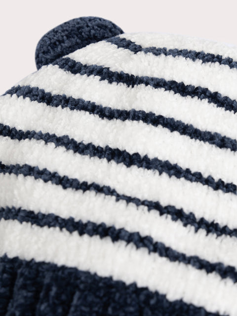 Soft Boa Lined Navy & White Stripe Hat