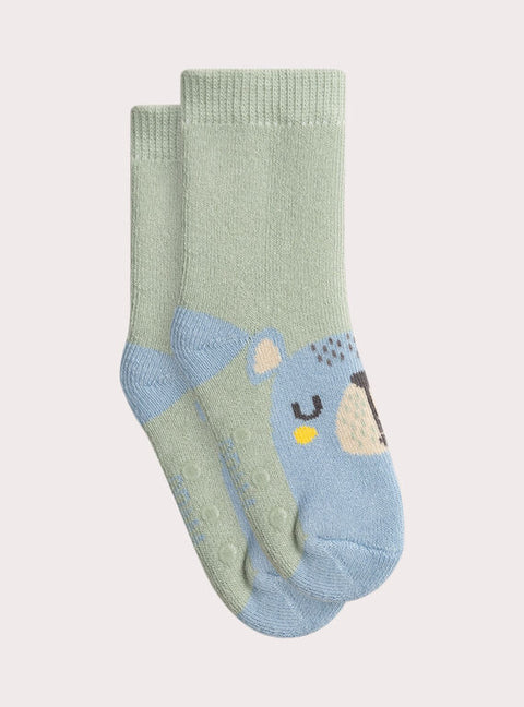 Green Bear Pattern Cotton Rich Socks