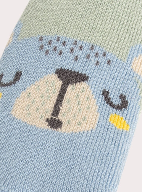 Green Bear Pattern Cotton Rich Socks