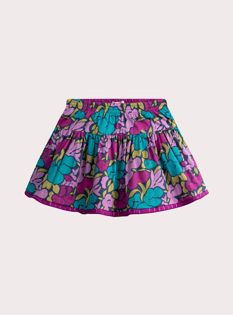 Pink Reversible Floral Print Cotton Skirt