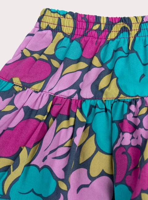 Pink Reversible Floral Print Cotton Skirt