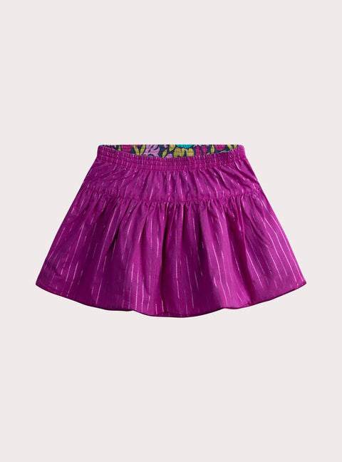 Pink Reversible Floral Print Cotton Skirt